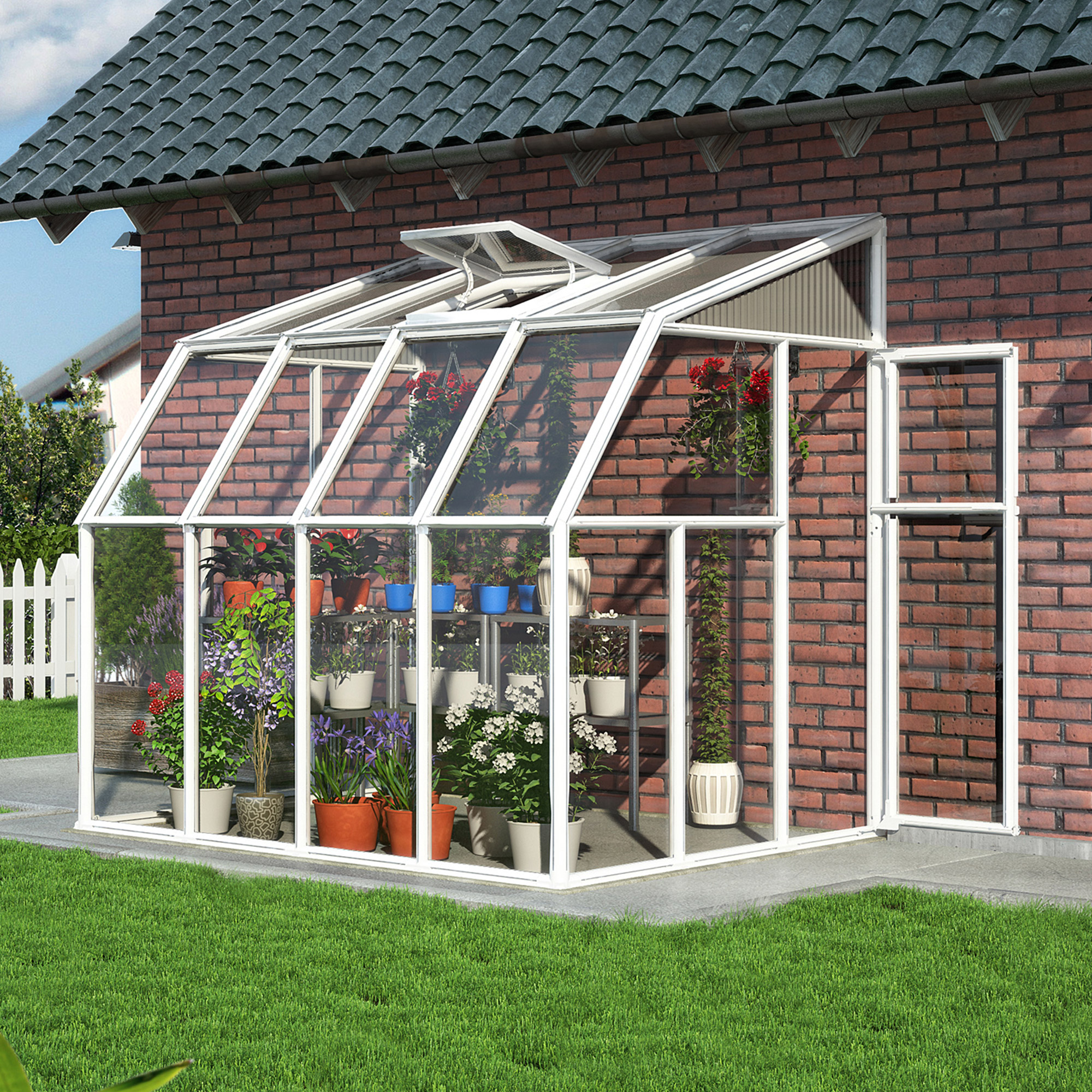 6â x 8â Palram Canopia Rion White Sun Room Wall Greenhouse (1.8m x 2.4m)