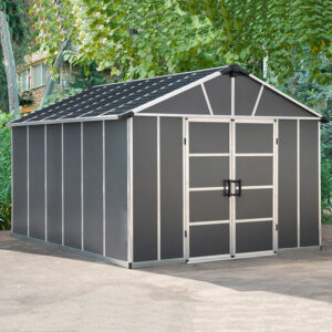 11' x 13.1' Palram Canopia Yukon Premium Dark Grey Skylight Apex Plastic Shed (3.32m x 3.93m)