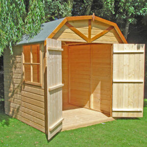 6'9 x 6'6 Shire Barn Double Door Apex Wooden Garden Shed (2.16m x 2.52m)