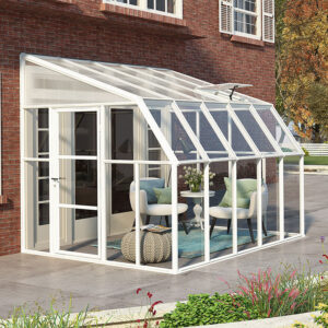 8'x10' Palram Rion White Sun Room Walk In Wall Greenhouse (2.4x3m)