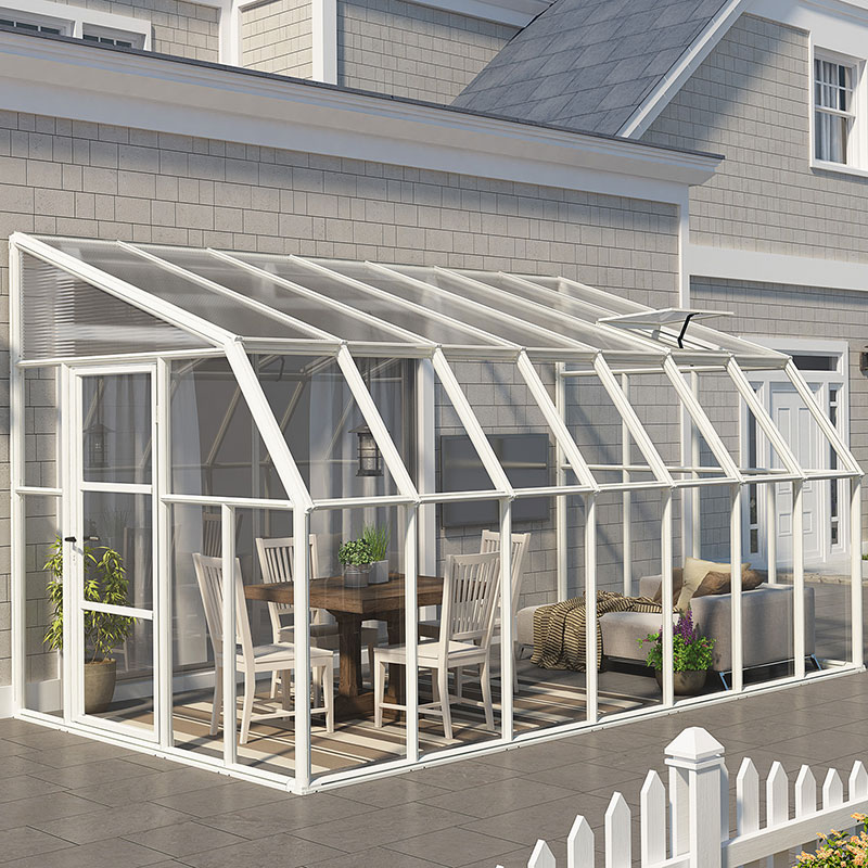 8'x14' Palram Rion White Sun Room Walk In Wall Greenhouse (2.4x4.2m)