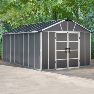 11' x 17.2' Palram Yukon Dark Grey Plastic Shed with WPC Floor (3.32m x 5.19m)