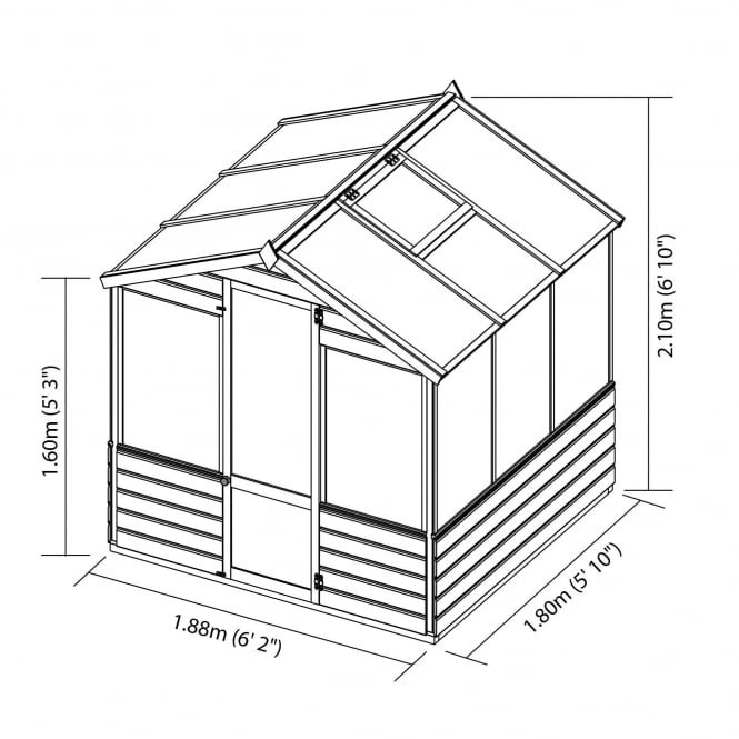 6 x 6 Apex Value Greenhouse - Image 3