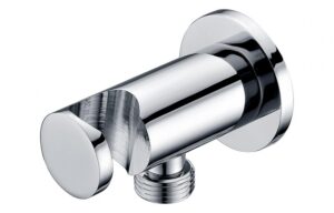 BTL Round Handset Wall Bracket with Wall Outlet Stainless Steel