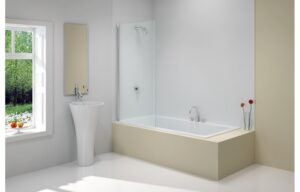 Merlyn Vivid Fixed Square Bath Screen 800mm x 1500mm Clear/Polished Chrome