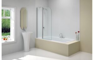 Merlyn Vivid Curved 2 Panel Bath Screen 900mm x 1500mm Clear/Polished Silver
