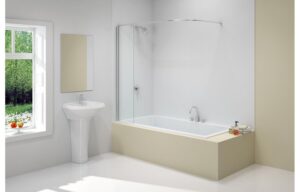 Merlyn Vivid Curtain Rail Bath Screen 300 x 1500mm Clear/Polished Silver