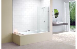 Merlyn Vivid Square Hinge Bath Screen 850 x 1500mm Clear/Polished Silver