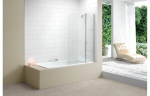 Merlyn Vivid Curved 2 Panel Bath Screen 1150 x 1500mm Clear/Polished Chrome