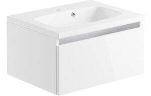 BTL Carino 1 Drawer Wall Mounted Unit & Basin 600mm White Gloss