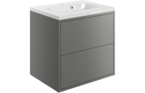 BTL Perla 2 Drawer Wall Vanity Unit inc Basin 600mm Matt Grey