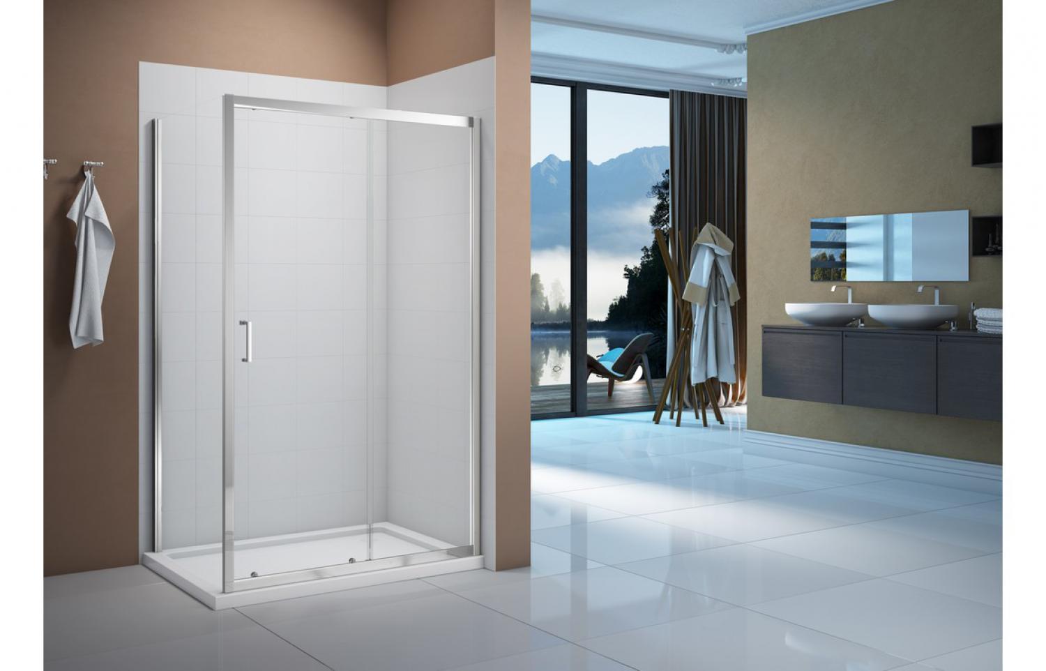 Merlyn Vivid Boost Side Panel 6 x 900 x 1900mm Clear/Polished Chrome