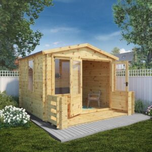 Mercia 3.3m x 3.7m Log Cabin with Veranda - 19mm
