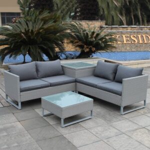 Lifestyle Pacific Rattan Garden Corner Sofa Set 4 Seat