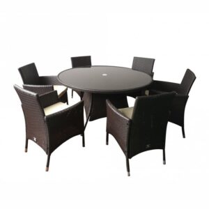 Sara Rattan Garden Dining Set 6 Seater