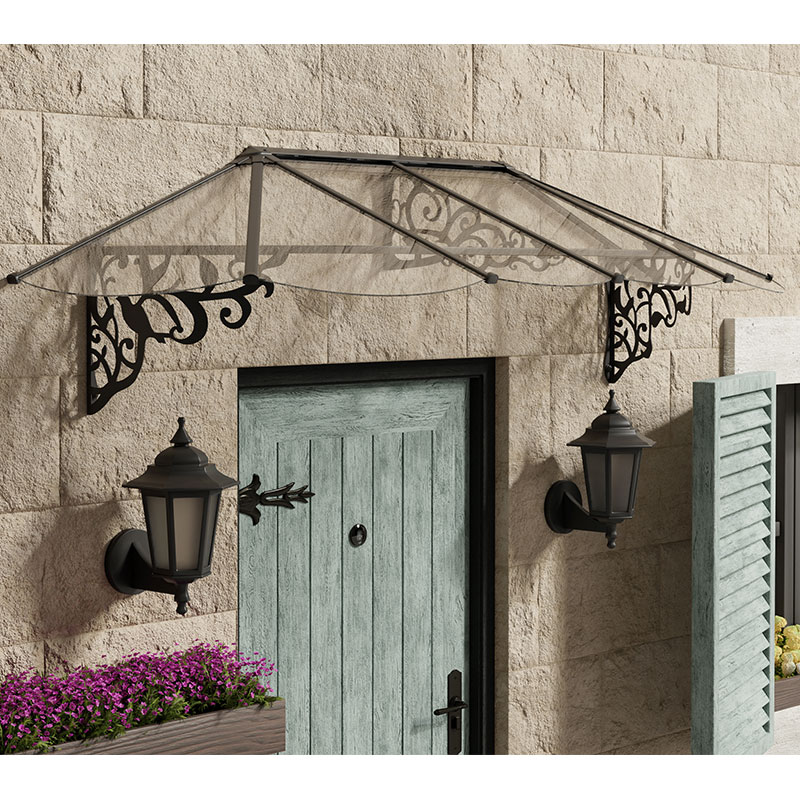 8â9 x 2â11 Palram Canopia Lily 2600 Black Clear Door Canopy (2.67m x 0.88m)