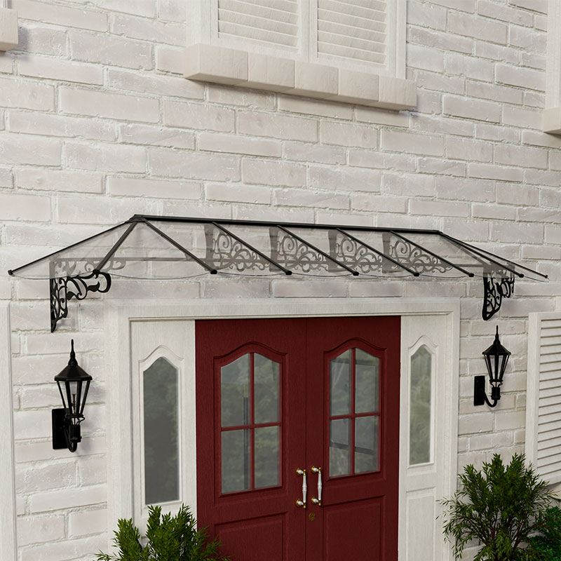 13â10 x 2â11 Palram Canopia Lily 4100 Black Clear Large Door Canopy (4.21m x 0.88m)