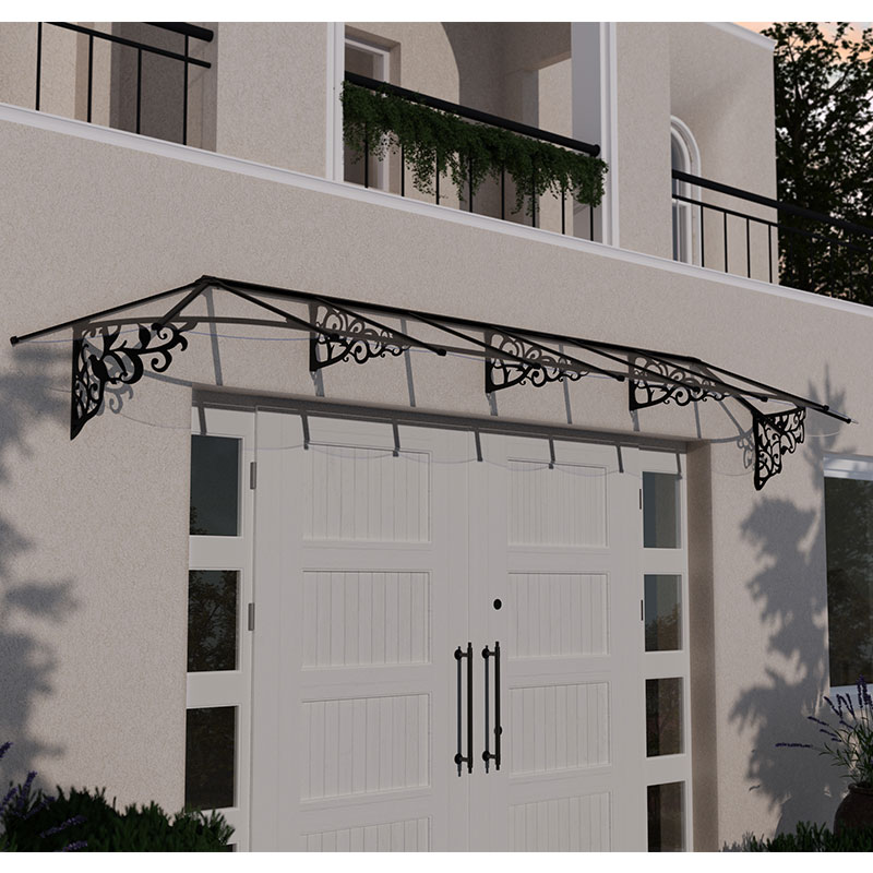 15â6 x 2â11 Palram Canopia Lily 4700 Black Clear Large Door Canopy (4.73m x 0.88m)
