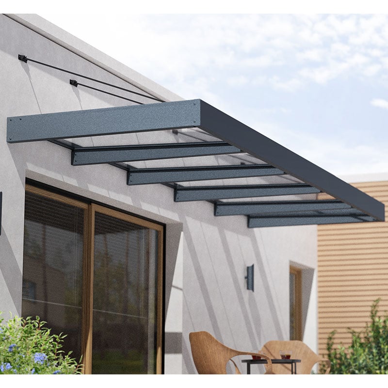 15â5 x 4â7 Palram Canopia Sophia XL 5000 Grey Clear Door Canopy (4.71m x 1.4m)
