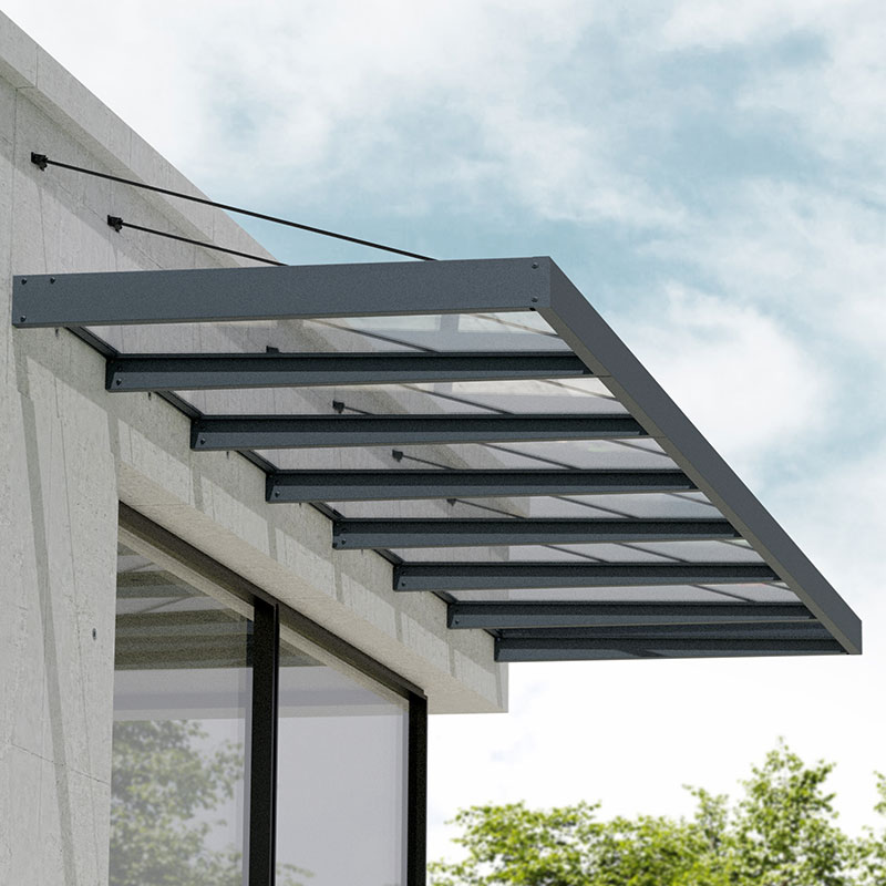 21â8 x 4â7 Palram Canopia Sophia XL 7000 Grey Clear Door Canopy (6.6m x 1.4m)