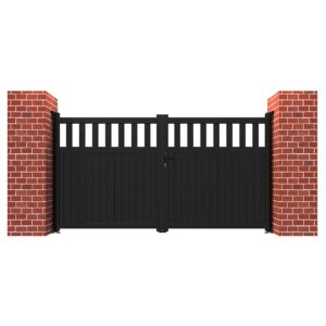 Partial Privacy Premium Aluminium Driveway Double Gates - Black