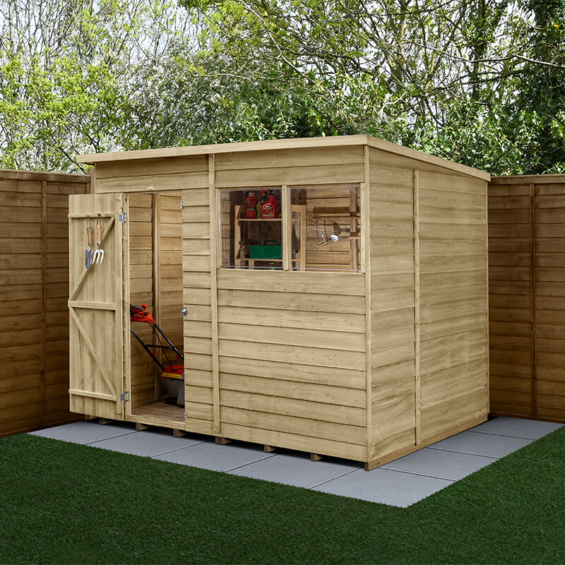 8' x 6' Forest 4Life 25yr Guarantee Overlap Pressure Treated Pent Wooden Shed - Next Working Day Delivery