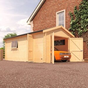 18'x12' The Malayan Garage 44mm Log Cabin - 0% Finance - Buy Now Pay Later - Tiger Sheds
