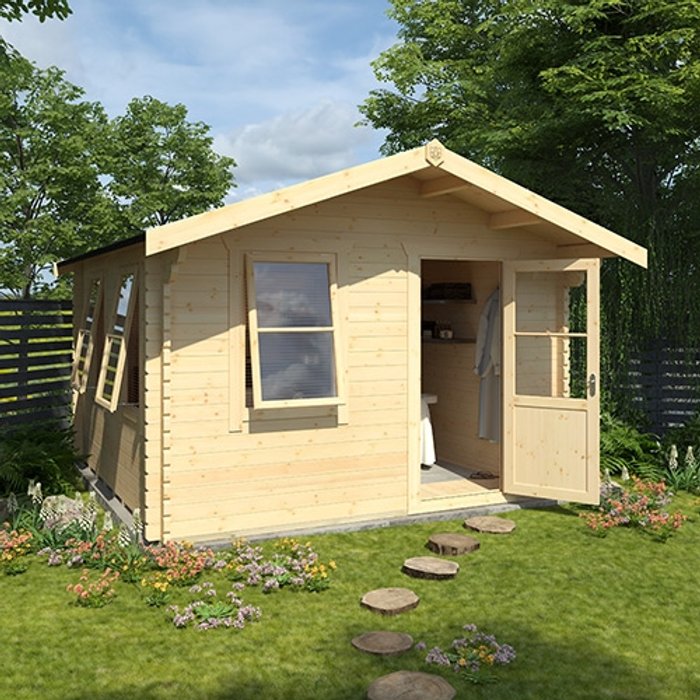 Garden Office - 8'x10' Milne Log Cabin - 44mm Garden Log Cabins - 0% Finance - Buy Now Pay Later - Tiger Sheds