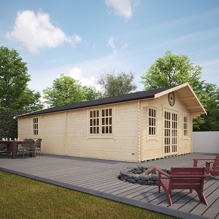 Garden Office - 30'x18' The Omega 44mm Log Cabin - 0% Finance - Buy Now Pay Later - Tiger Sheds
