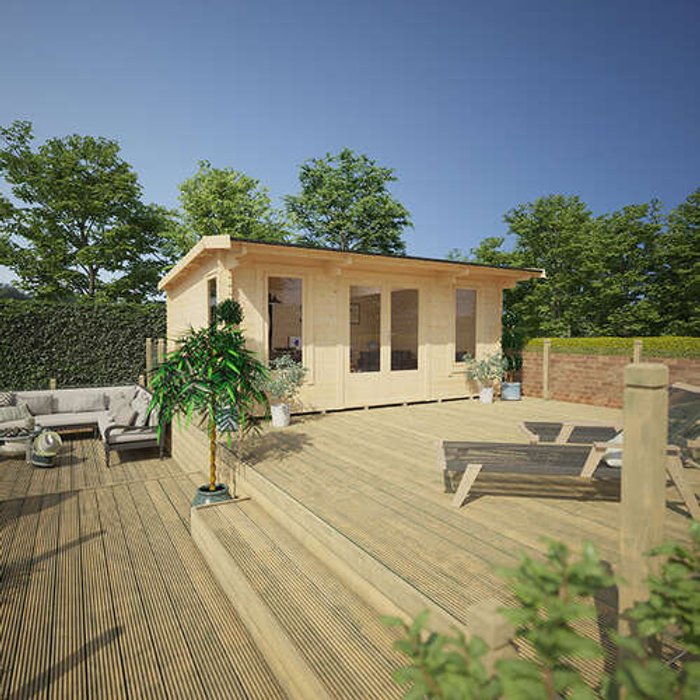 Garden Office - 14'x10' The Procas 44mm Log Cabin - 0% Finance - Buy Now Pay Later - Tiger Sheds