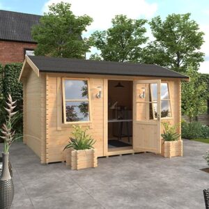 Garden Office - 14'x14' Rosen Log Cabin - 44mm Garden Log Cabins - 0% Finance - Buy Now Pay Later - Tiger Sheds