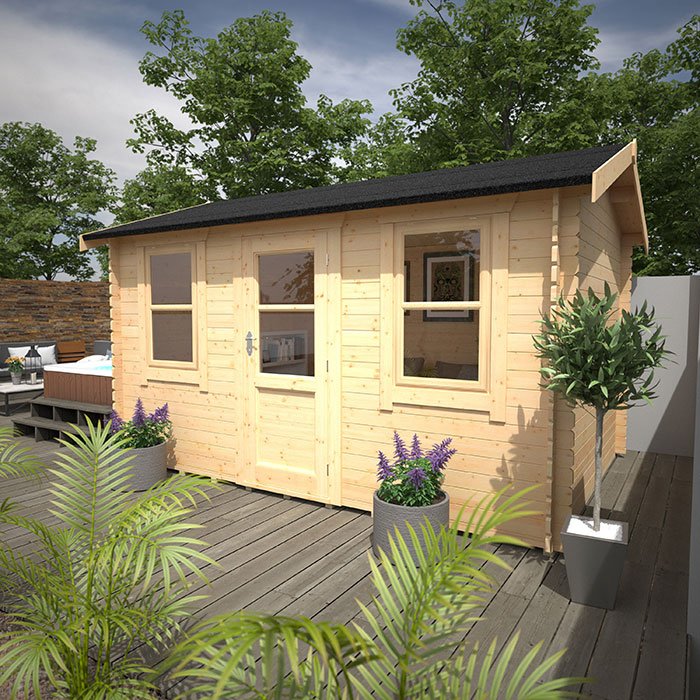Garden Office - 14'x12' The Sabre 28mm Log Cabin - 0% Finance - Buy Now Pay Later - Tiger Sheds
