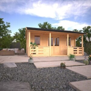 Garden Office - 18'x16' The Sigma 44mm Log Cabin Inc Veranda - 0% Finance - Buy Now Pay Later - Tiger Sheds