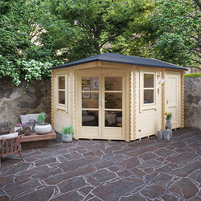 Garden Office & Garden Gym Room - 14'x10' The Vibrissa 28mm Log Cabin - 0% Finance - Buy Now Pay Later - Tiger Sheds