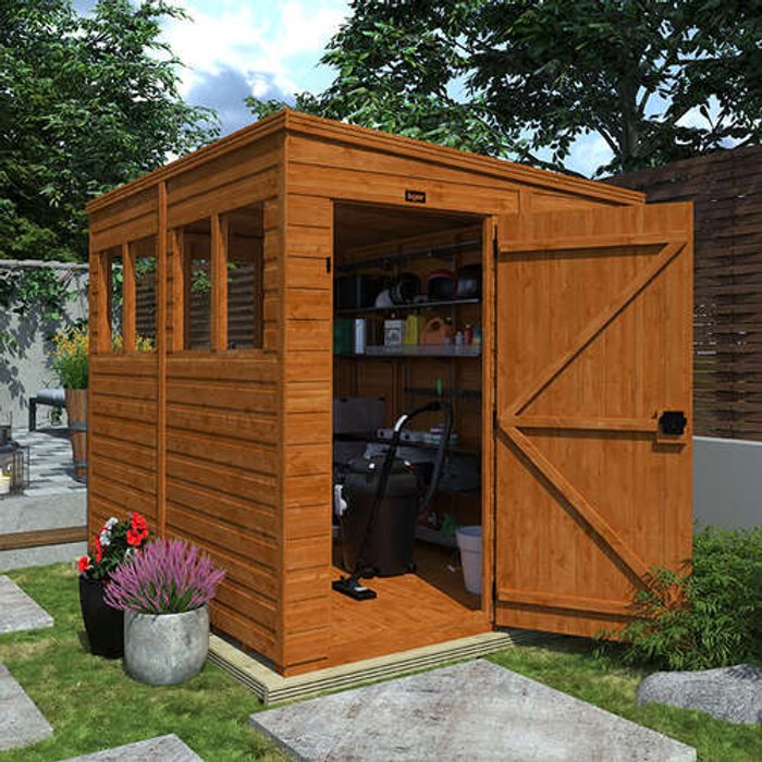 8'x4' Sunlit Pent Shed (Extra Windows) - Custom Garden Sheds - TigerFlex Fast Delivery - 0% Finance - Buy Now Pay Later - Tiger Sheds