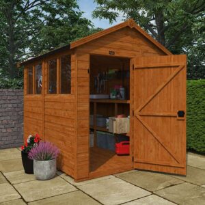 8'x4' Tigerflex Shiplap Apex Shed With Windows - Fast Delivery Outdoor Wooden Shed - 0% Interest Free Monthly Finance Available - Buy Now Pay Later