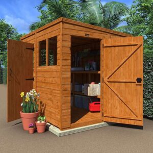 12'x4' Shiplap Pent 2-Door Shed With Windows - Custom Garden Sheds - TigerFlex Fast Delivery - 0% Finance - Buy Now Pay Later - Tiger Sheds