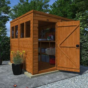 4'x6' Tigerflex Shiplap Pent Shed With Windows - Fast Delivery Outdoor Wooden Shed - 0% Interest Free Monthly Finance Available - Buy Now Pay Later
