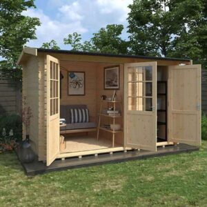 12'x8' Capetus Reduced Height Log Cabin - 44mm Garden Log Cabins - 0% Finance - Buy Now Pay Later - Tiger Sheds