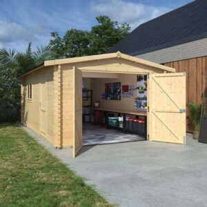 20'x10' Wooden Garage - 44mm Log Cabin Garage - 0% Finance - Buy Now Pay Later - Tiger Sheds