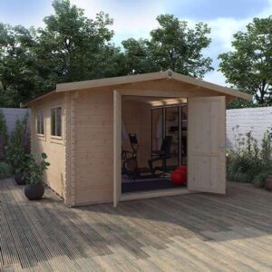 12'x8' Rayner Log Cabin - Workshop Log Cabins - 0% Finance - Buy Now Pay Later - Tiger Sheds