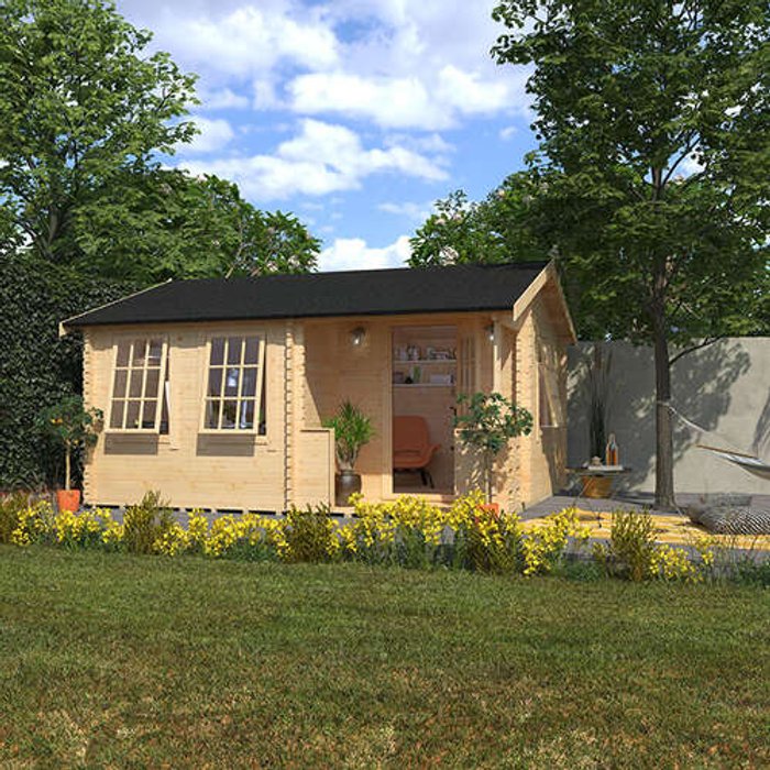 Garden Office - 16'x14' The Amur 44mm Log Cabin - 0% Finance - Buy Now Pay Later - Tiger Sheds