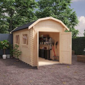 Garden Office - 14'x8' The Alpha Barn 28mm Log Cabin - 0% Finance - Buy Now Pay Later - Tiger Sheds