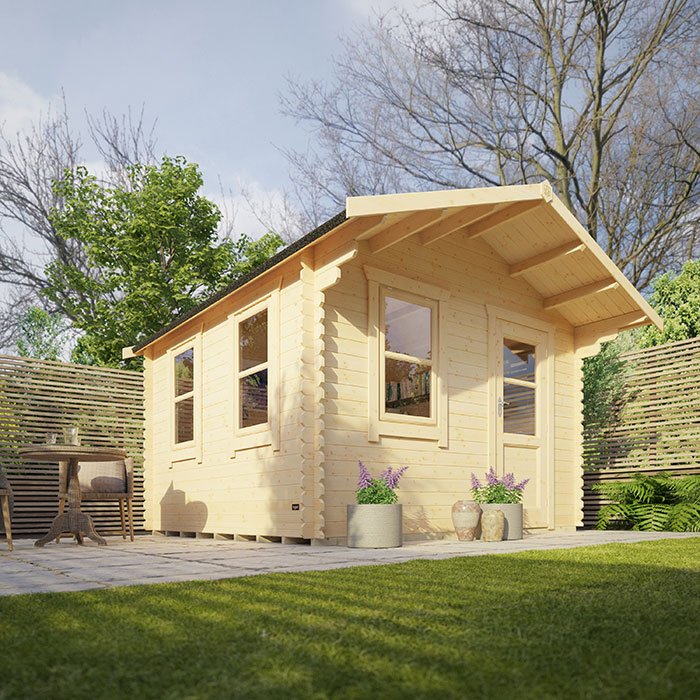 Garden Office - 10'x8' The Caspian 28mm Log Cabin - 0% Finance - Buy Now Pay Later - Tiger Sheds