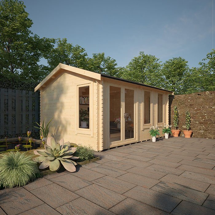 Garden Office - 14'x10' The Gamma 44mm Log Cabin - 0% Finance - Buy Now Pay Later - Tiger Sheds