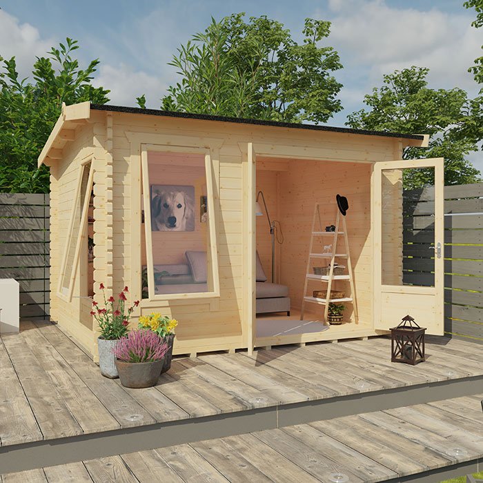 Garden Office - 14'x10' Kerr Log Cabin - 44mm Garden Log Cabins - 0% Finance - Buy Now Pay Later - Tiger Sheds