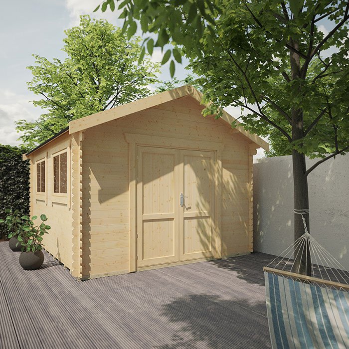 Garden Office & Garden Gym Room - 12'x8' The Javan 28mm Log Cabin - 0% Finance - Buy Now Pay Later - Tiger Sheds