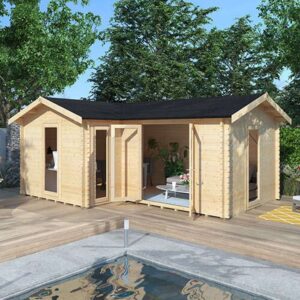 14'x14' L-Shaped Log Cabin - 0% Finance - Buy Now Pay Later - Tiger Sheds